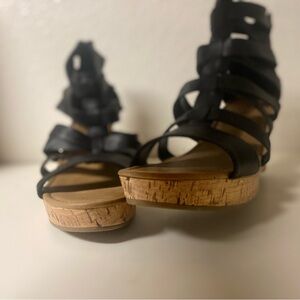 Black gladiator wedged heels, size 13 brand new